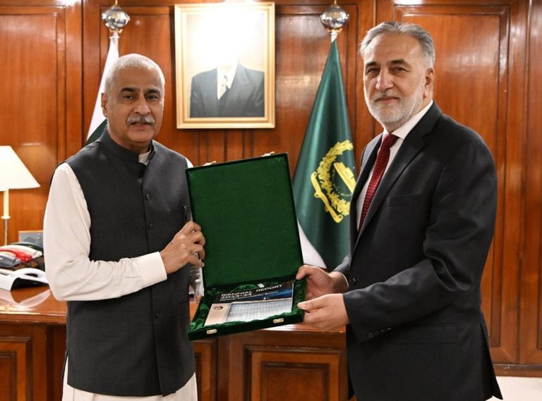 Chairman NAB presenting NAB biennial 2023-24 report to Speaker National Assembly Sardar Ayaz Sadiq on 25-04-25