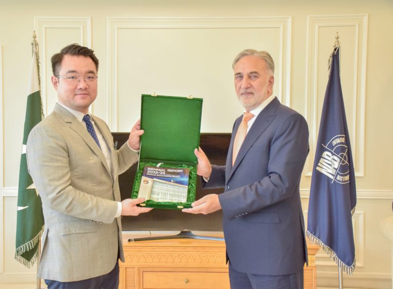 Meeting of Chairman NAB Gen (r) Nazir Ahmed with Mr. Jiang Chao, Bureau Chief of Xinhua News Agency on 5th November 2025.