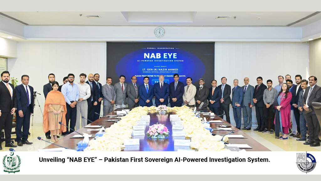 Chairman NAB Nazir Ahmed with AI Team, NAB Eye is an AI system developed for investigation