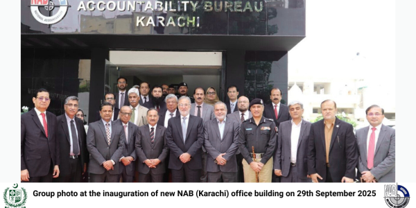 Group photo at the inauguration of new NAB (Karachi) office building on 29th September 2025